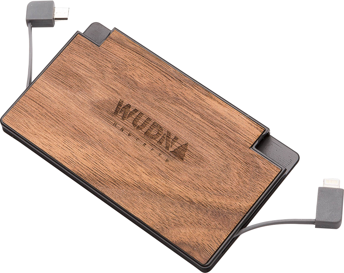 Customizable Slim-Dual Wooden Power Bank